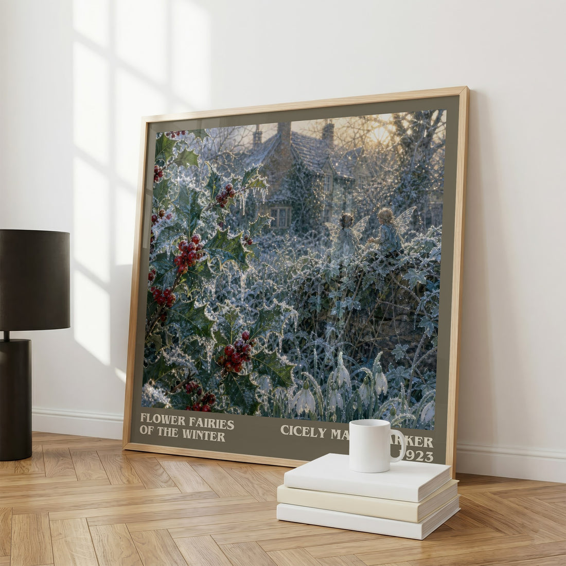 Flower Fairies of the Winter literary print framed by window – literary home decor