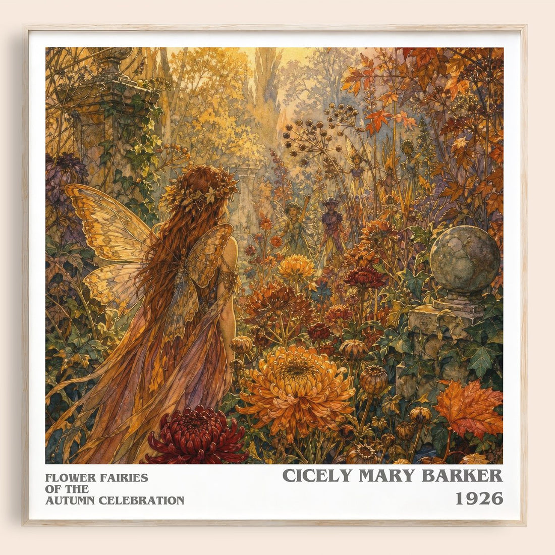 Flower Fairies of the Autumn Celebration literary book poster by Cicely Mary Barker – framed literary art print