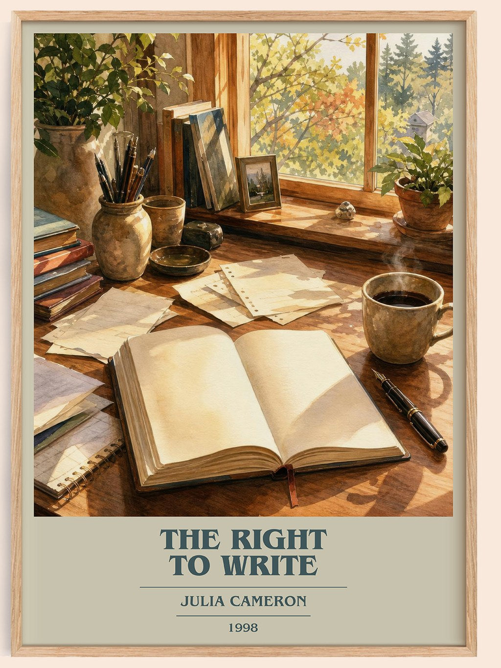 The Right to Write book cover book poster by Julia Cameron – framed literary art print