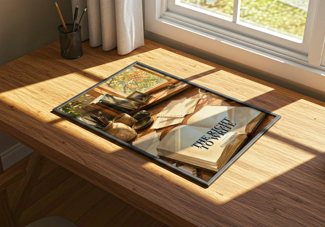The Right to Write watercolour book poster framed on wall – non fiction wall art