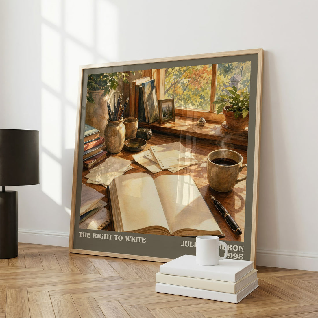 The Right to Write literary print framed by window – literary home decor