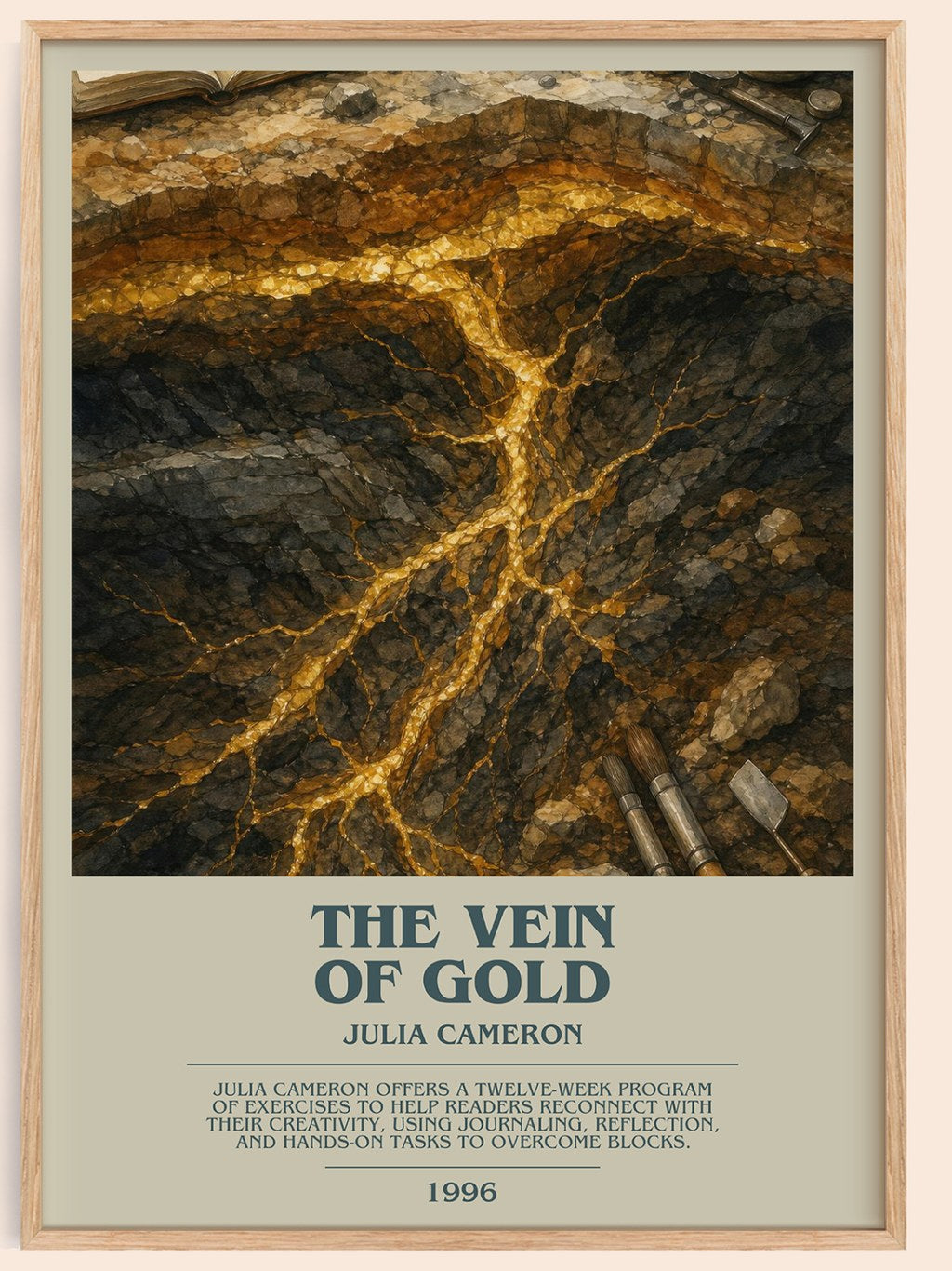 The Vein of Gold bookish book poster by Julia Cameron – framed literary art print