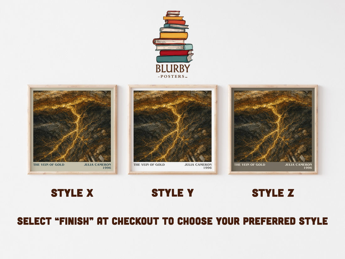 The Vein of Gold literary print in frame leaning in hallway – non fiction wall art (mockup)