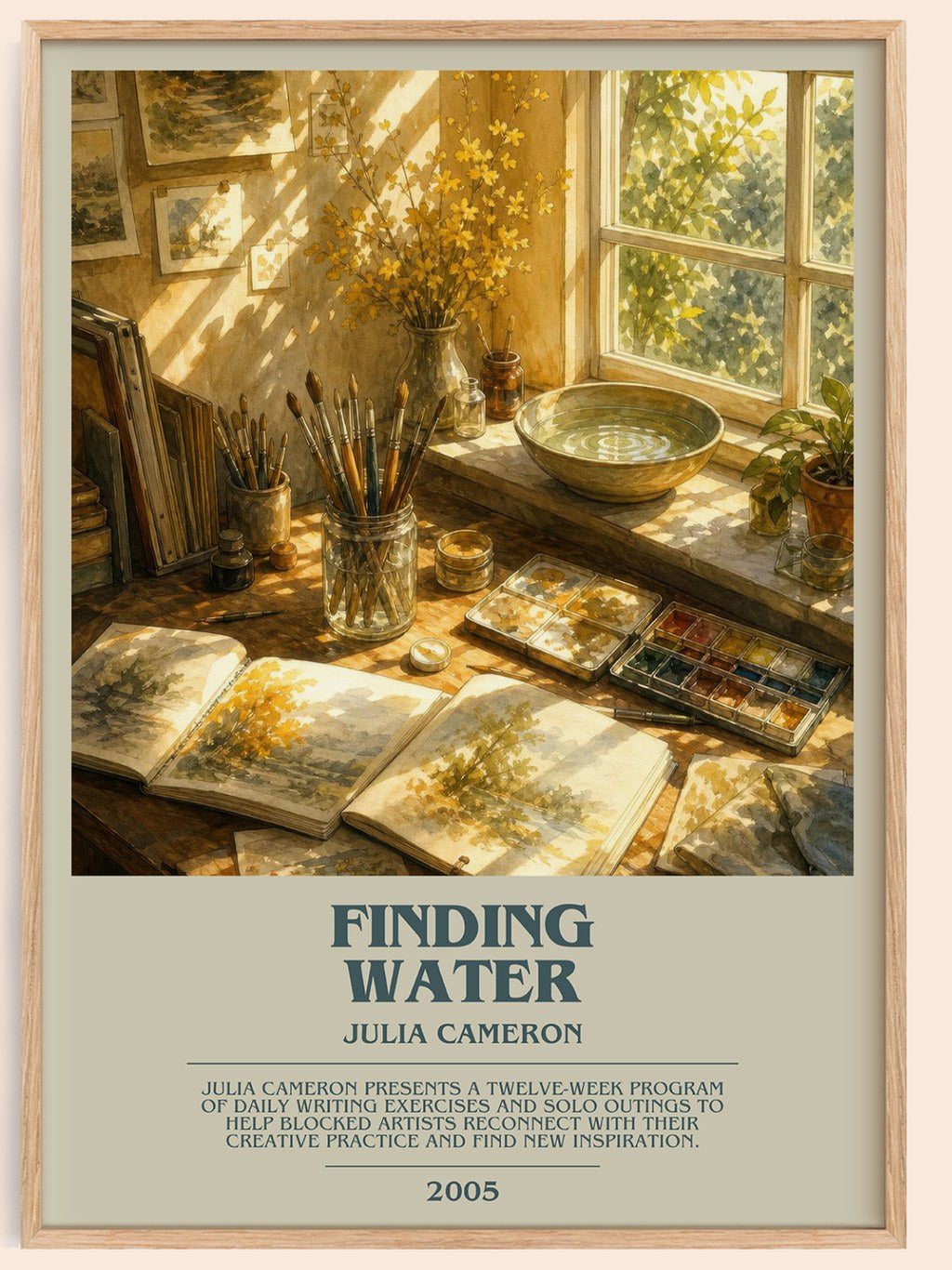 Finding water bookish book poster by Julia Cameron – framed literary art print