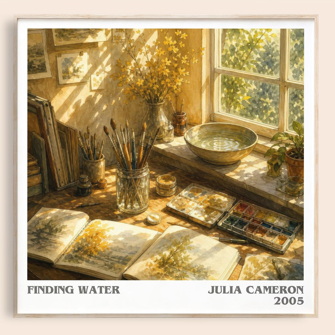 Finding water literary book poster by Julia Cameron – framed literary art print