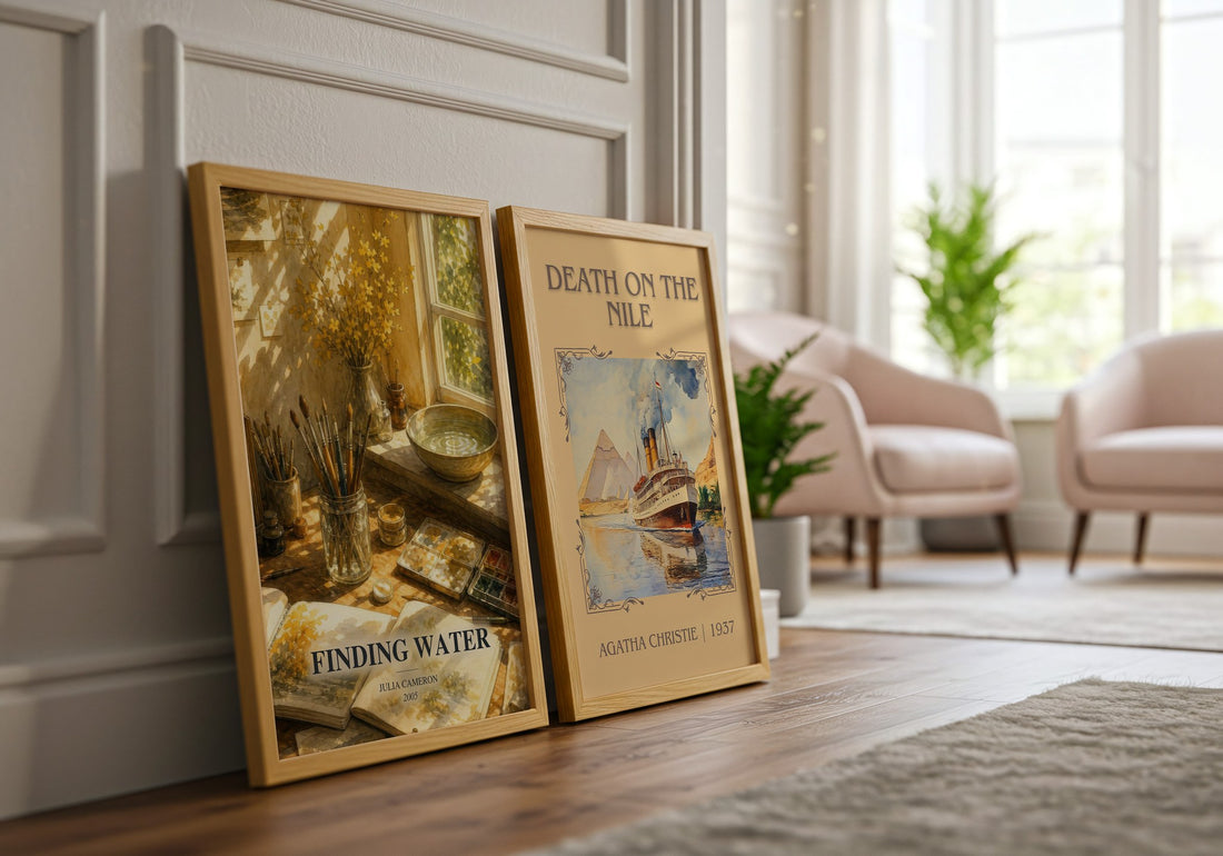 Finding water watercolour print framed by window – literary home decor