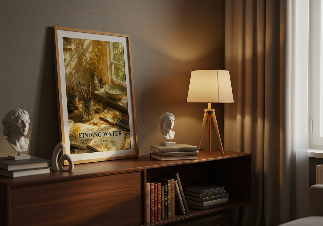 Finding water watercolour print on bookshelf – Julia Cameron fan gift