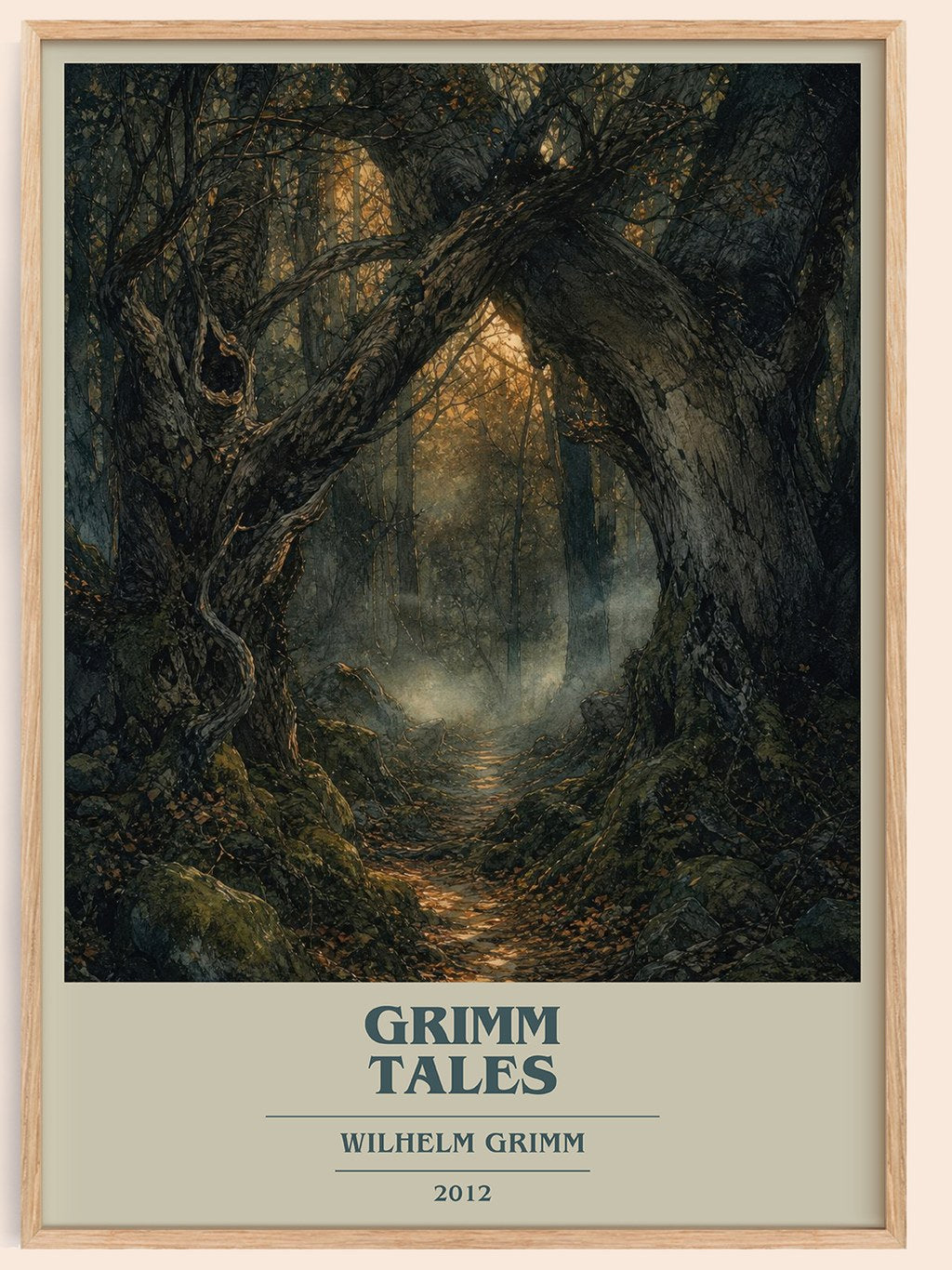 Grimm Tales book cover book poster by Wilhelm Grimm – framed literary art print