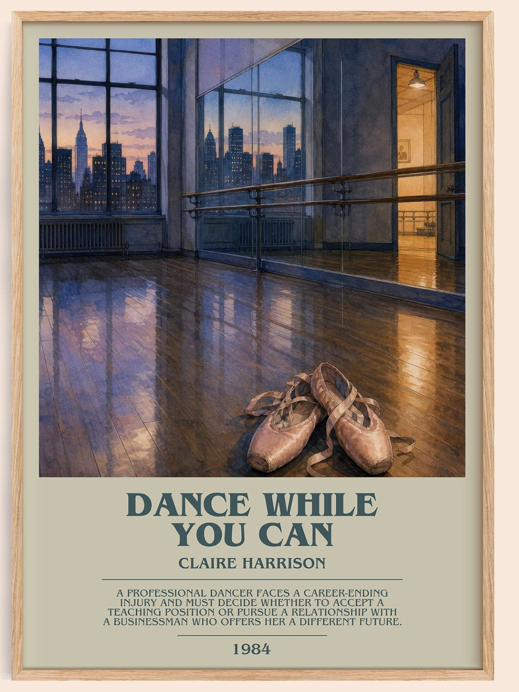 Dance While You Can bookish book poster by Claire Harrison – framed literary art print