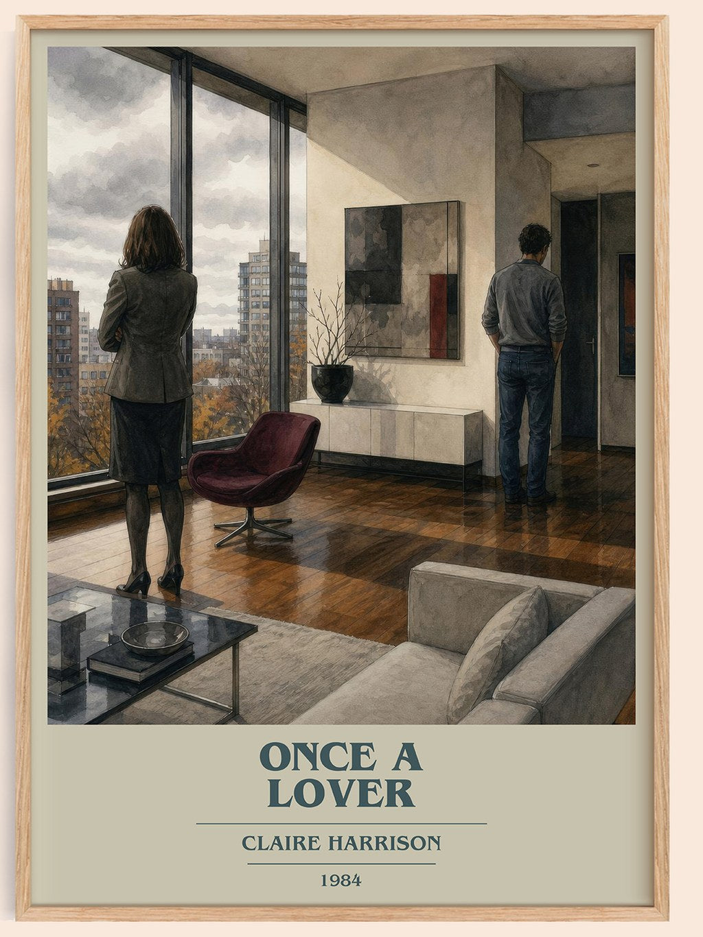 Once a lover book cover book poster by Claire Harrison – framed literary art print
