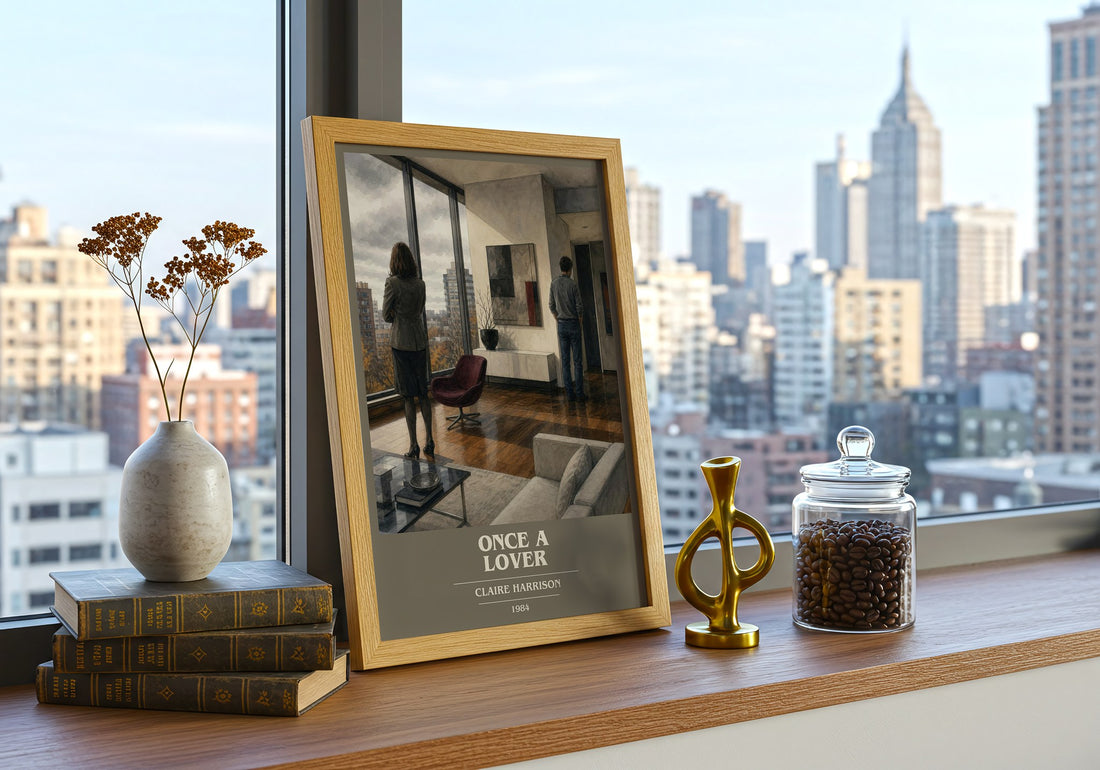 Once a lover book cover print framed by window – literary home decor