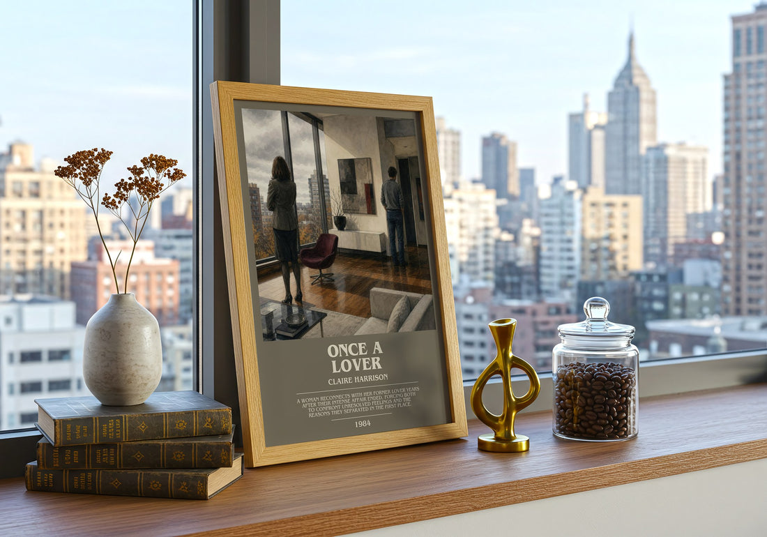 Once a lover bookish print framed by window – literary home decor