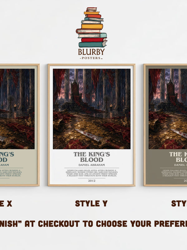 The king's blood bookish print in frame leaning in hallway – fantasy wall art