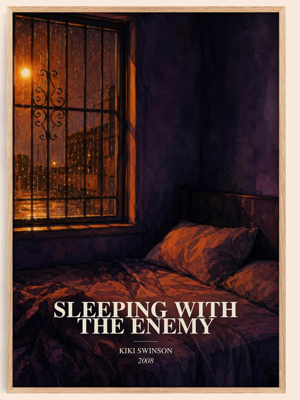 Sleeping with the enemy watercolour book poster by Kiki Swinson – framed literary art print