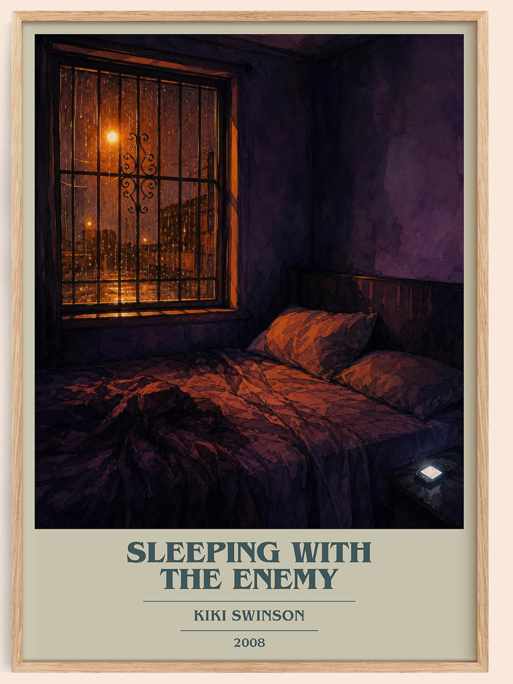 Sleeping with the enemy book cover book poster by Kiki Swinson – framed literary art print