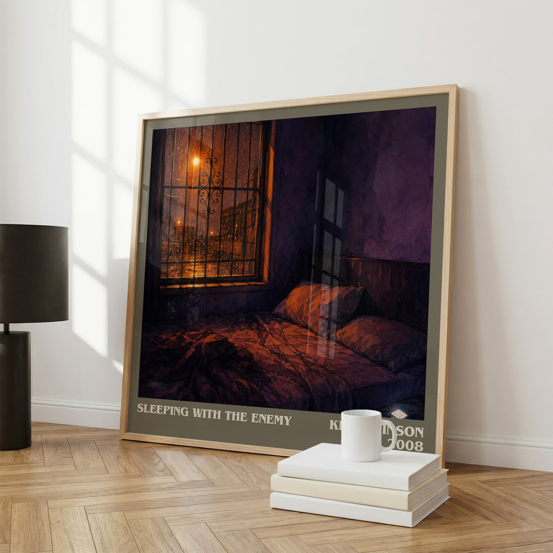 Sleeping with the enemy literary print framed by window – literary home decor