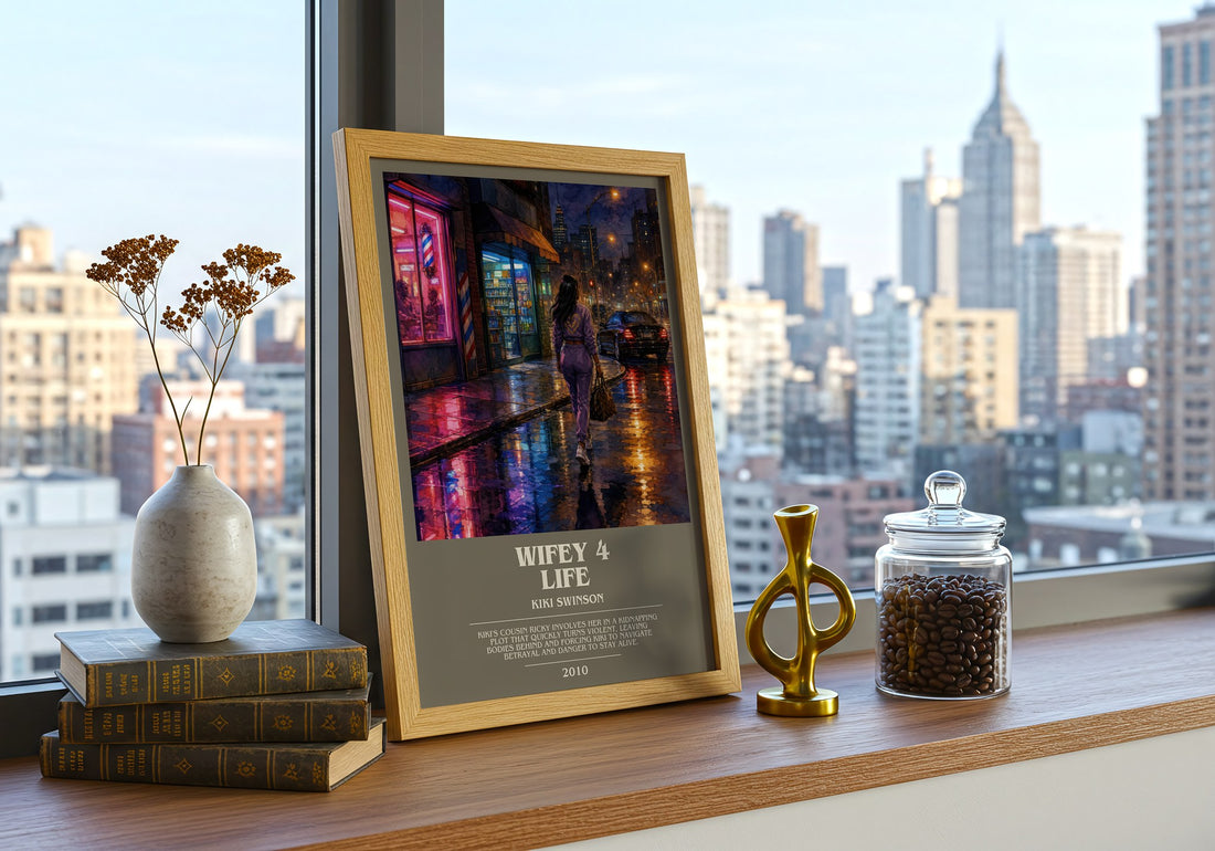 Wifey 4 life bookish print framed by window – literary home decor
