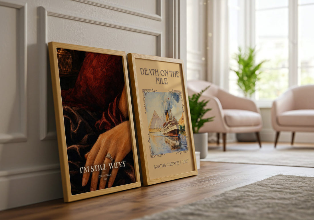 I'm Still Wifey watercolour print framed by window – literary home decor