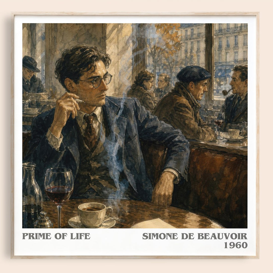 Prime of Life literary book poster by Simone de Beauvoir – framed literary art print