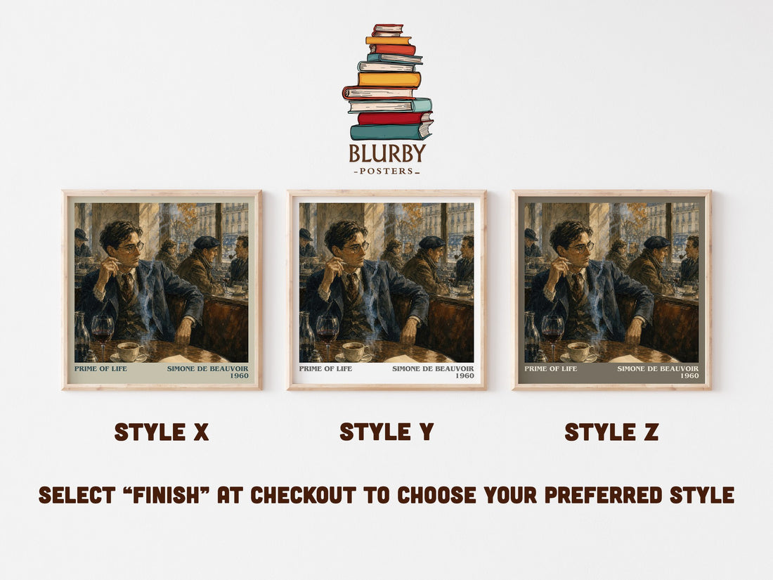 Prime of Life literary print in frame leaning in hallway – memoir wall art (mockup)