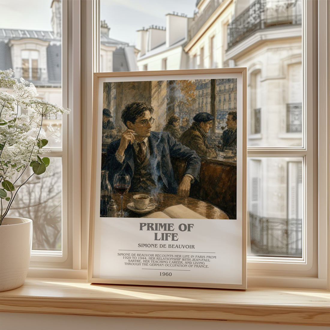 Prime of Life bookish poster colour and style options – Simone de Beauvoir book art
