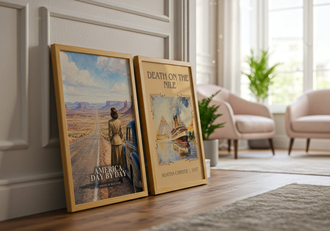 America Day by Day watercolour print framed by window – literary home decor