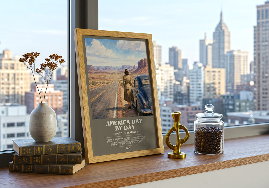 America Day by Day bookish print framed by window – literary home decor