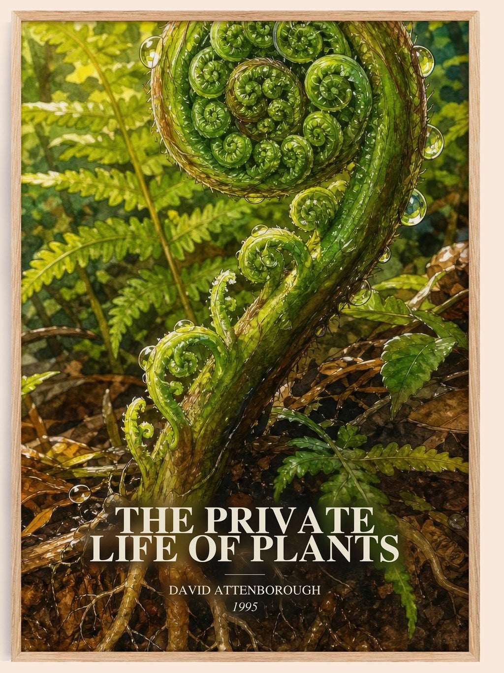 The private life of plants watercolour book poster by David Attenborough – framed literary art print