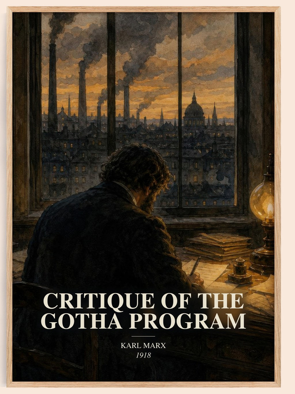 Critique of the Gotha program watercolour book poster by Karl Marx – framed literary art print