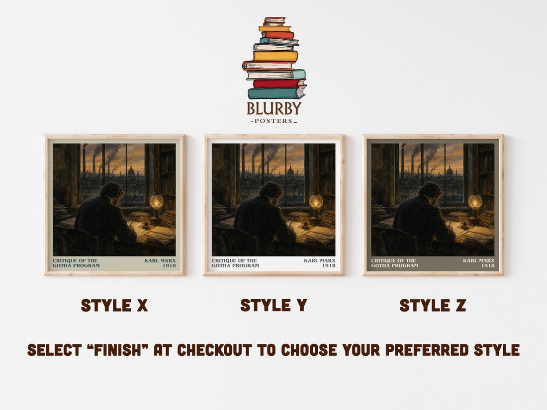 Critique of the Gotha program literary print in frame leaning in hallway – philosophy wall art (mockup)