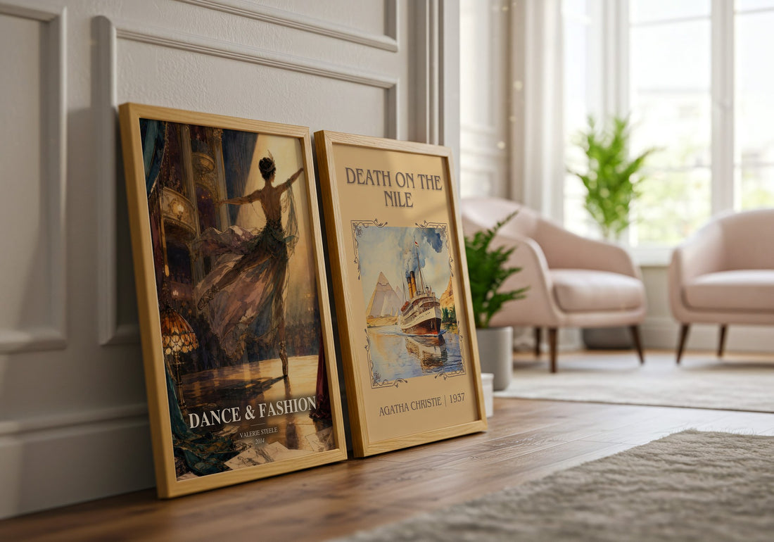 Dance & fashion watercolour print framed by window – literary home decor
