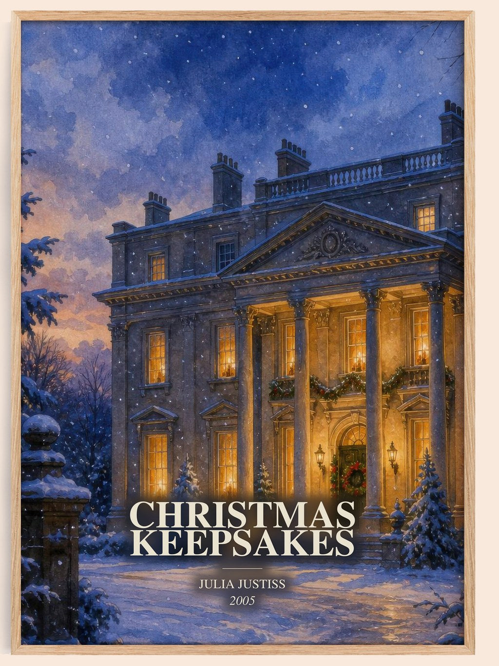 Christmas Keepsakes watercolour book poster by Julia Justiss – framed literary art print