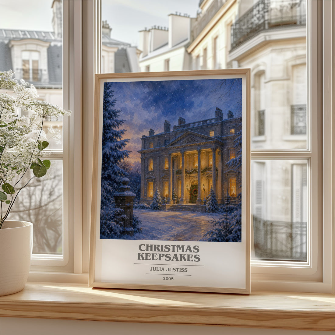 Christmas Keepsakes book cover poster colour and style options – Julia Justiss book art