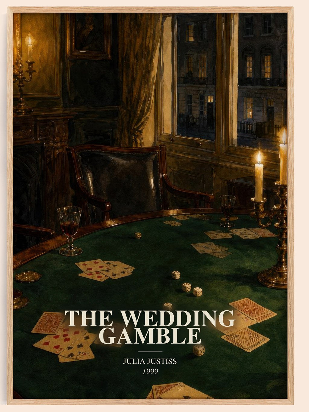 The Wedding Gamble watercolour book poster by Julia Justiss – framed literary art print