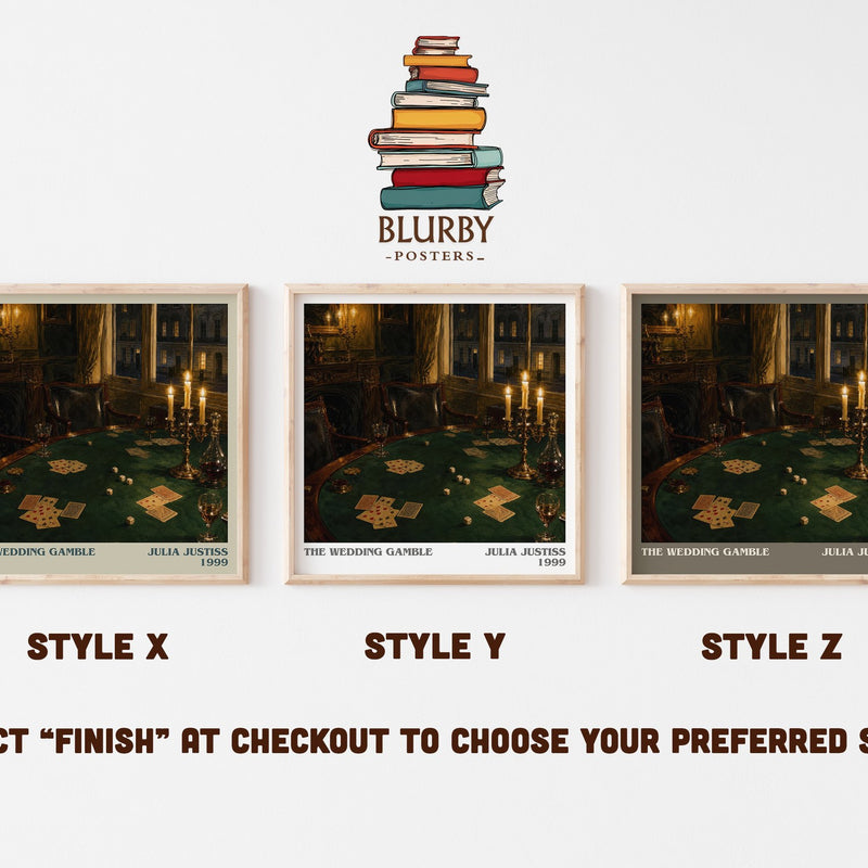 The Wedding Gamble literary print in frame leaning in hallway – romance wall art