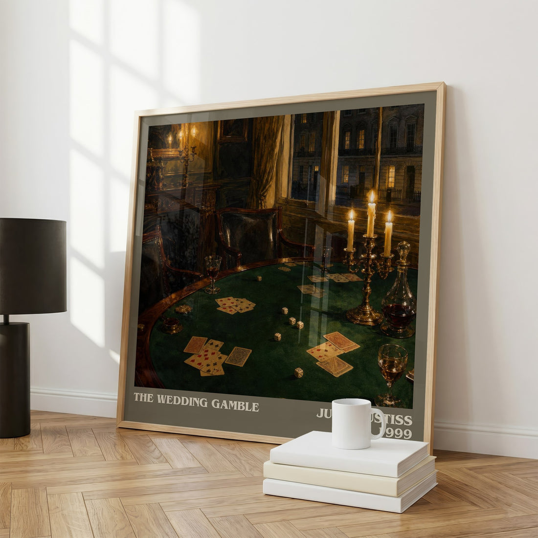 The Wedding Gamble literary print framed by window – literary home decor