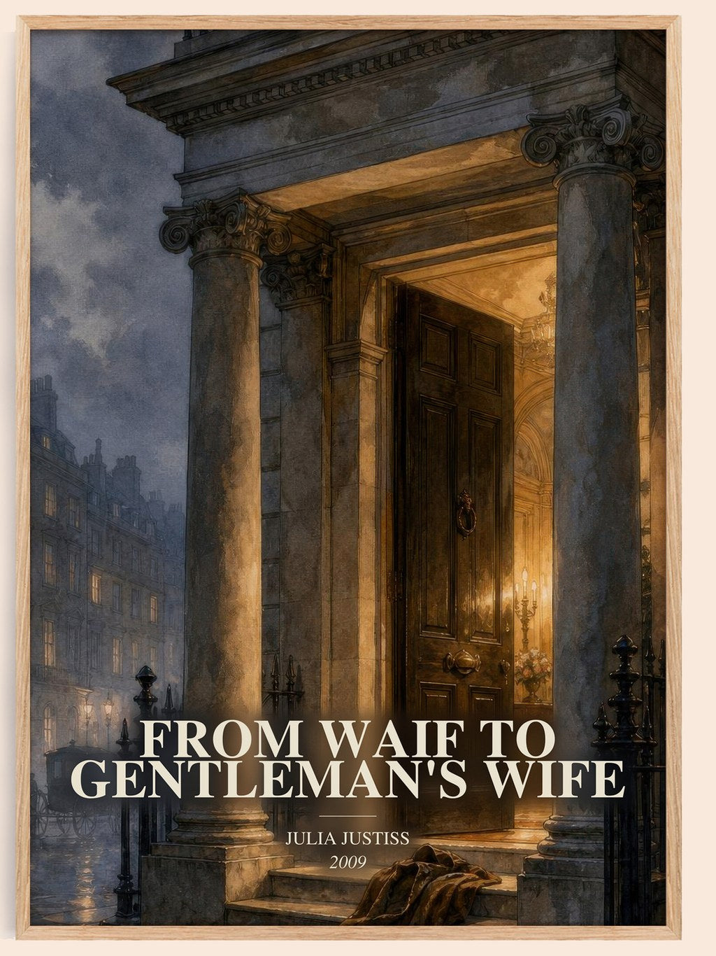 From Waif to Gentleman's Wife watercolour book poster by Julia Justiss – framed literary art print