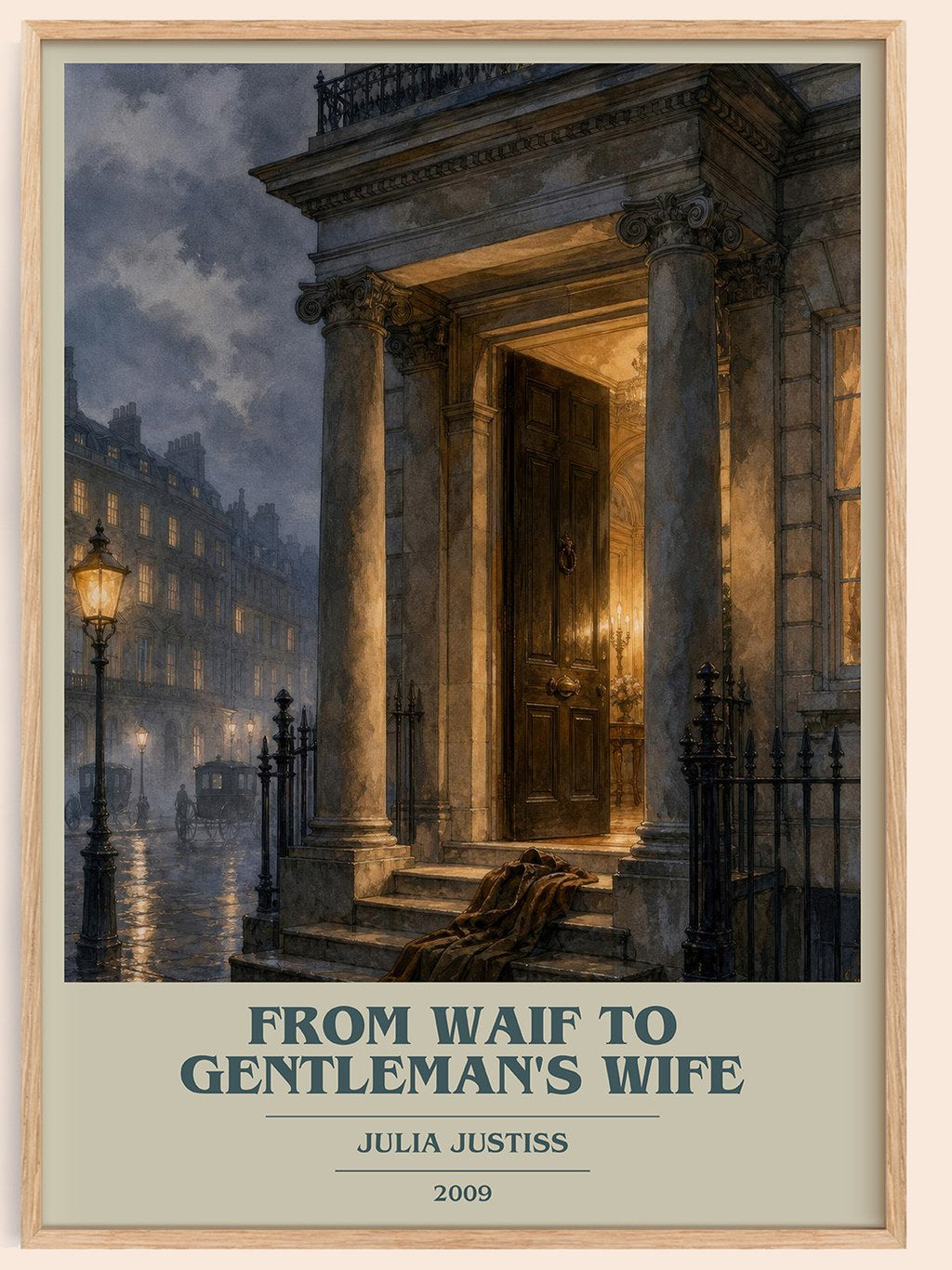 From Waif to Gentleman's Wife book cover book poster by Julia Justiss – framed literary art print