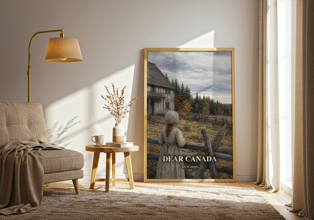 Dear Canada watercolour print in frame leaning in hallway – historical fiction wall art