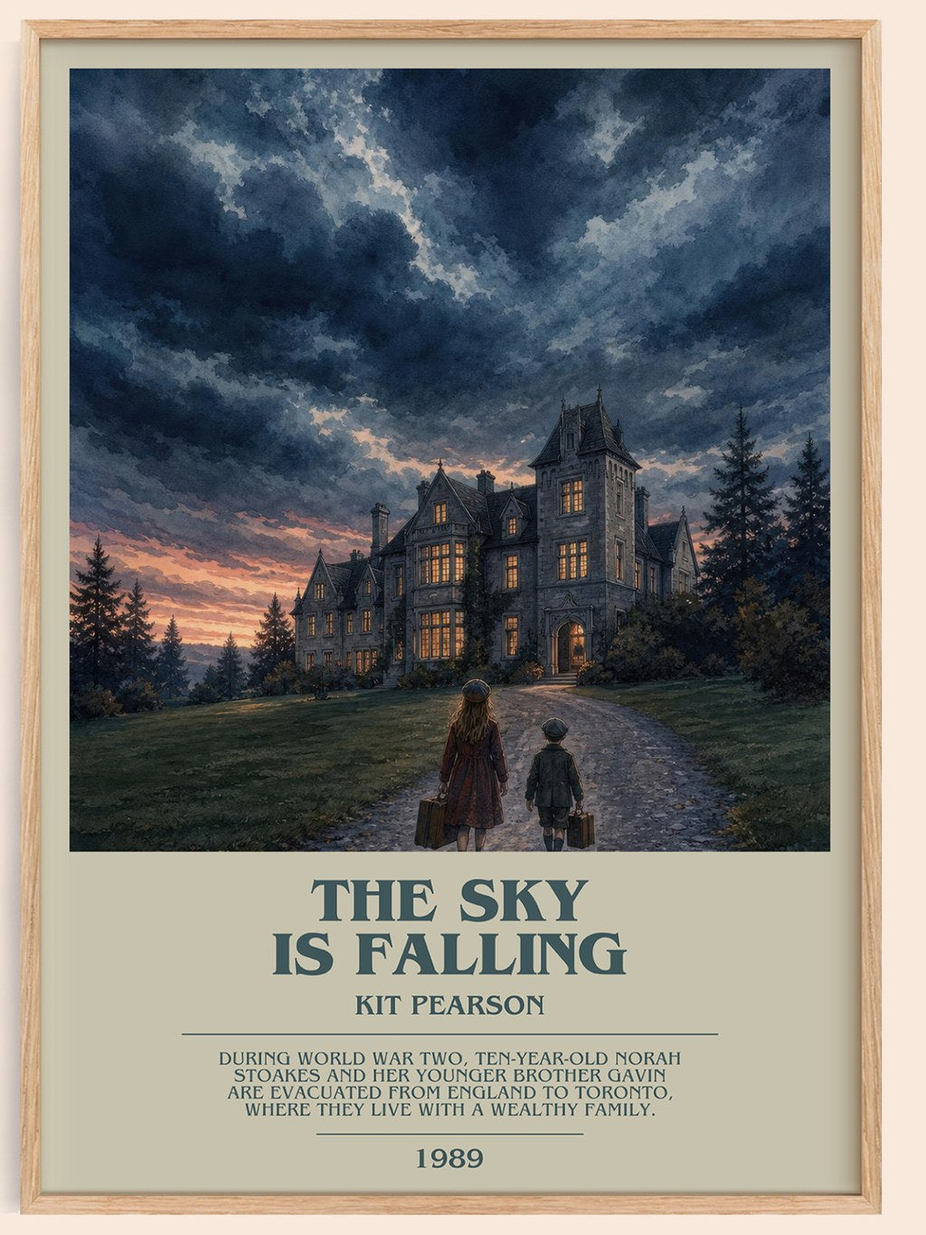 The sky is falling bookish book poster by Kit Pearson – framed literary art print