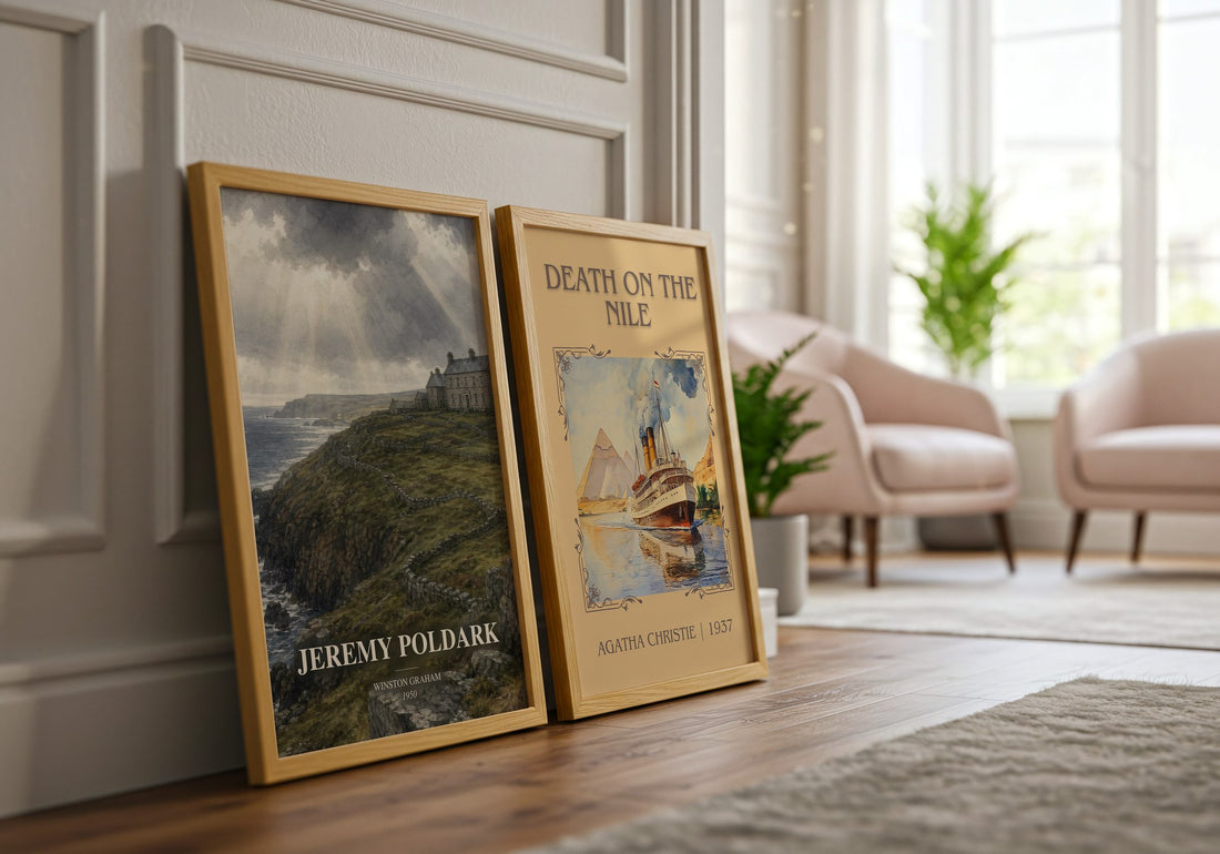 Jeremy Poldark watercolour print framed by window – literary home decor