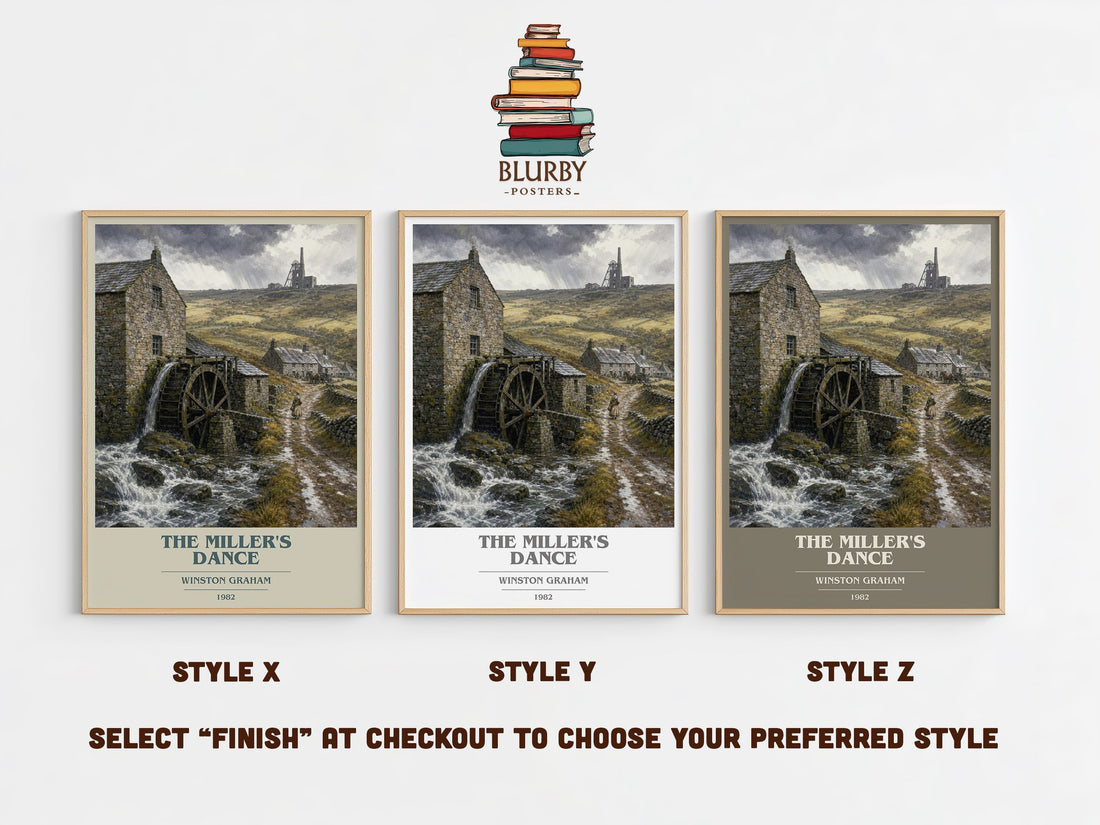 The miller's dance book cover print in frame leaning in hallway – historical fiction wall art (mockup)