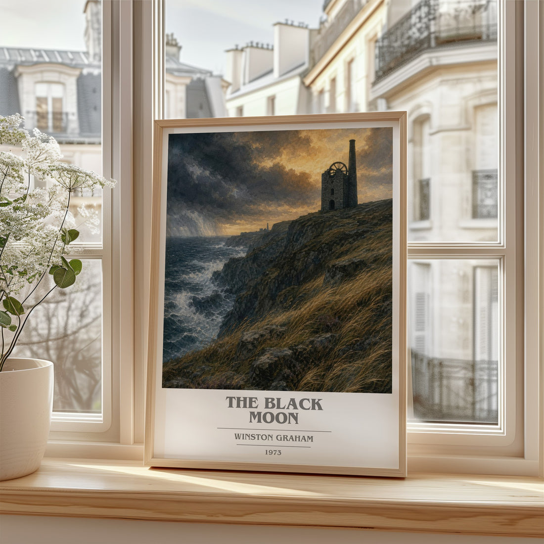The black moon book cover poster colour and style options – Winston Graham book art