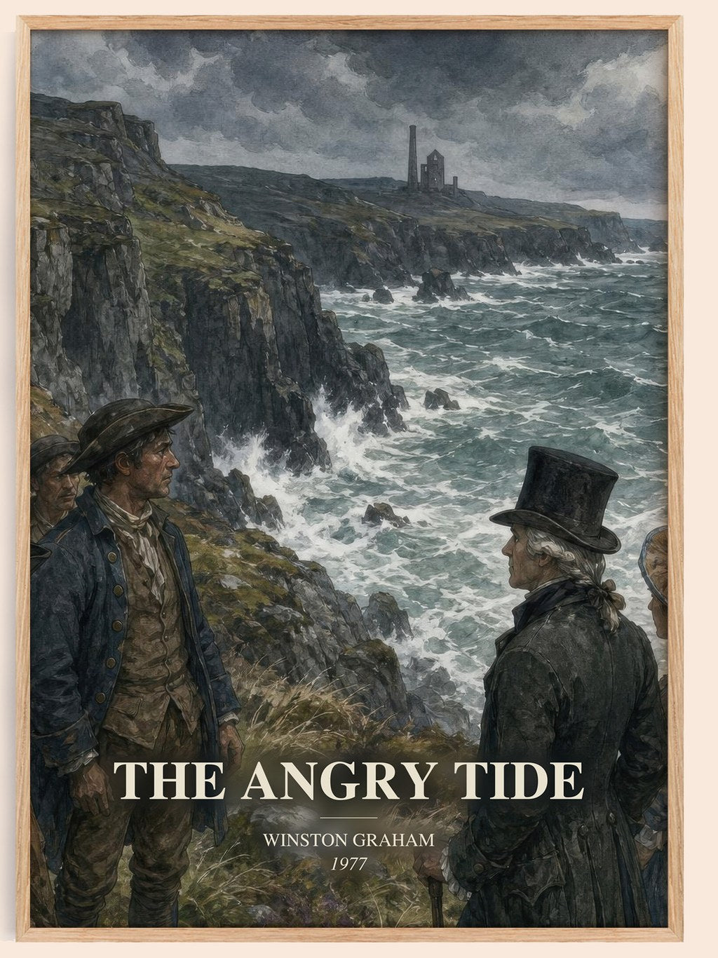 The Angry Tide watercolour book poster by Winston Graham – framed literary art print