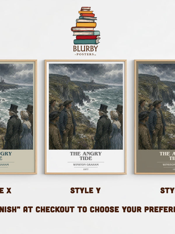 The Angry Tide book cover print in frame leaning in hallway – historical fiction wall art