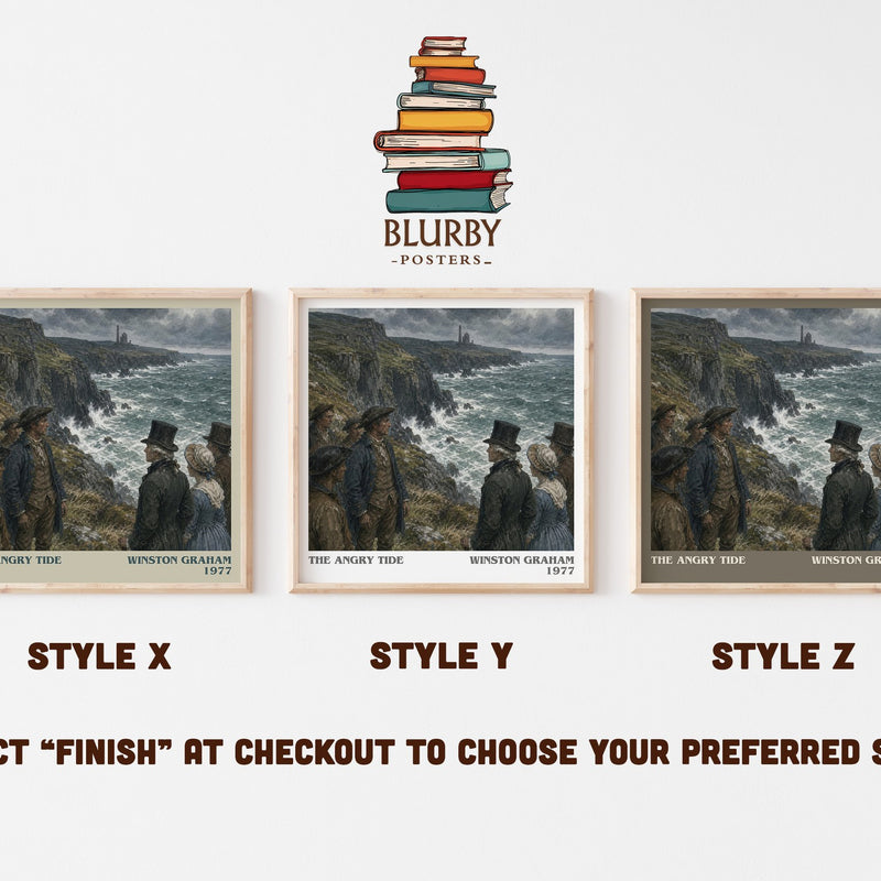 The Angry Tide literary print in frame leaning in hallway – historical fiction wall art