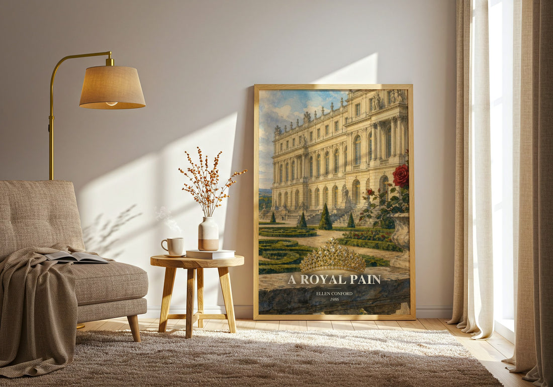 A royal pain watercolour print in frame leaning in hallway – young adult wall art