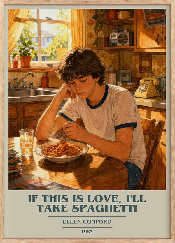 If this is love, I'll take spaghetti Book Cover Poster by E. Conford