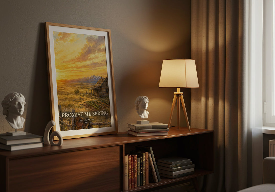 Promise Me Spring watercolour print on bookshelf – Robin Lee Hatcher fan gift