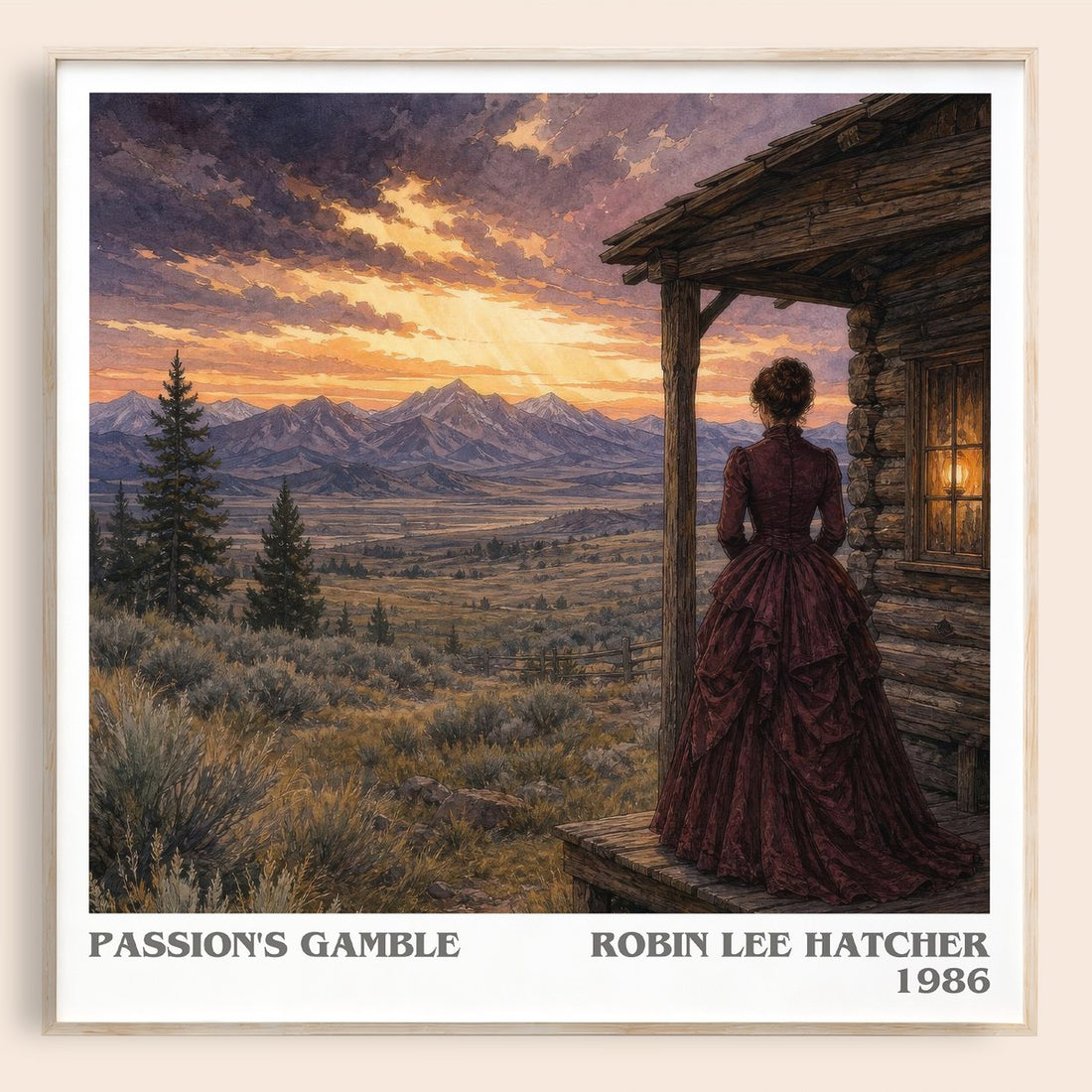 Passion's gamble literary book poster by Robin Lee Hatcher – framed literary art print